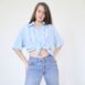 Vintage gingham top blue ruffles chambray Shirt Revelance Vintage00003