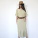 Vintage light khaki safari dress pleated Revelance Vintage00003