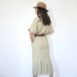 Vintage light khaki safari dress pleated Revelance Vintage00005