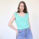 Vintage mint green tank top cotton with buttons Revelance Vintage00004