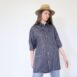 Vintage navy shortsleeve shirt minimalist blue shirt Revelance Vintage 00001