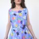 pastel blue Vintage Floral Dress with belt Revelance Vintage00001