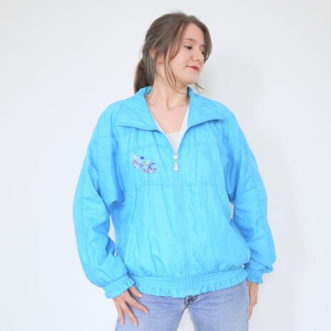 80s Light Blue Vintage Windbreaker Embroidery Ruffles Sergio Tacchini Italy Revelance Vintage 00005