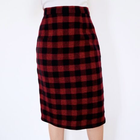 80s Louis Féraud Buffalo Plaid Pencil Skirt Revelance Vintage 00001