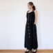 90s Black Linen Dirndl Dress Cottagecore Croptop & Pleated Maxi Skirt Set Steinbock Revelance Vintage 00005