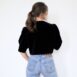 90s Black Velvet Bolero Blazer with Puffed Sleeves Revelance Vintage 00002