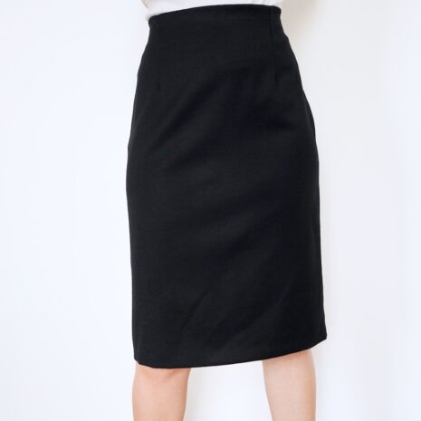 90s Minimalist Vintage Skirt Black Wool Revelance Vintage 00004