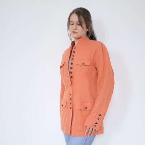 90s Ramie Duster Jacket Peachy Salmon Revelance Vintage 00004