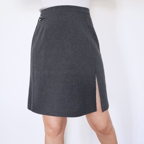 Minimalist 90s Mini Skirt with Slit Preppy Grey Revelance Vintage 00001