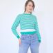 Vintage 70s Striped Jumper White Green Rêvelance Vintage 00004