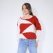 Vintage Handmade Chunky Knit Jumper Red White Geometric Pattern Revelance Vintage 00006