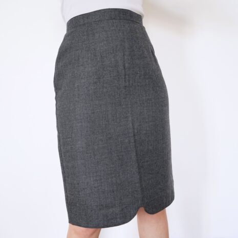 Vintage Pure Wool Classic Grey Pencil Skirt Revelance Vintage 00002