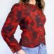 70s Blouse Red Blouse Vintage Floral Top Puff Sleeve Blouse Womens Red Blouse Feminine Revelance Vintage 00003