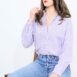 70s Shirt Vintage Pinstripe Blouse Purple Blouse Vintage Flannel Shirt 70s Blouse Button Up Shirt Collared Blouse Vertical Stripes Revelance Vintage 00006