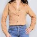 70s Shirt Vintage Tan Blouse Vintage Brown Shirt Women’s Corduroy Shirt 60s 70s Blouse Dagger Collar Blouse Revelance Vintage 00004