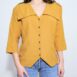 Vintage 80s Blouse Mustard Yellow 00001